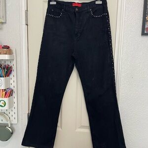 NYDJ Black Flare Jeans with Stud Accents